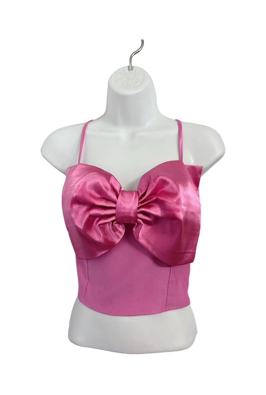 Primark Satin Bow Crop Top Barbiecore Coquette Balletcore Feminine Pink Size 6